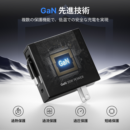 Gitryin 3C対応 伸縮式充電器 - ホワイト/Lightningケーブル (40W)