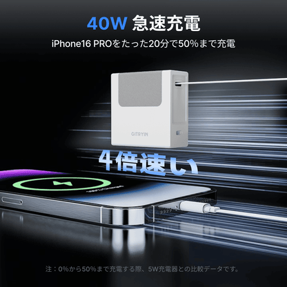 Gitryin 3C対応 40W伸縮式充電器