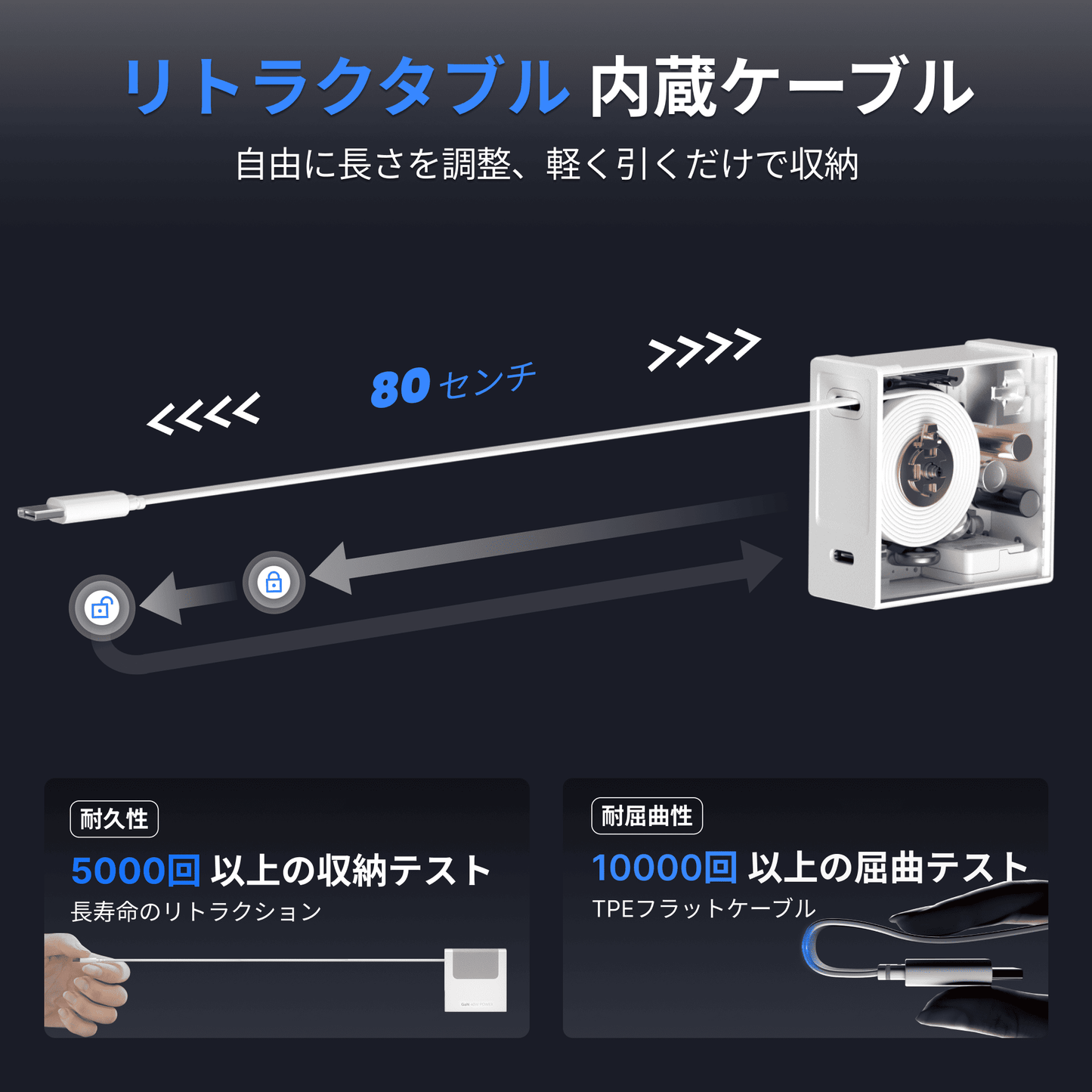 Gitryin 3C対応 40W伸縮式充電器